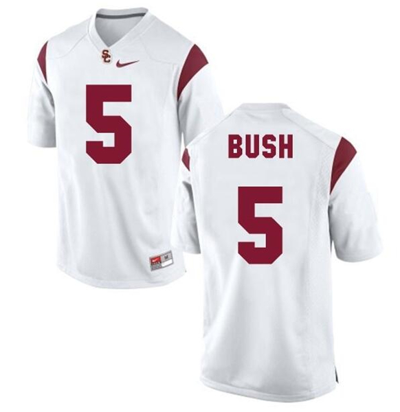 Men's USC Trojans #5 Reggie Bush White Stitched Jersey